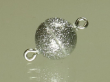 Super-Magnetverschluss Kugel 10mm mit Öse, Farbe Silber Glitzer